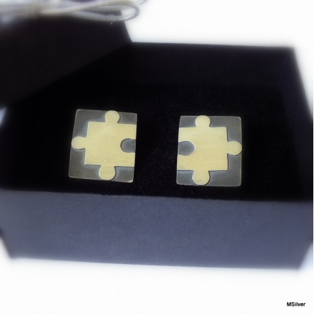 35. Srebrne spinki do mankietów-puzzle